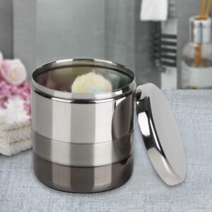 nu steel Triune Q-tip Jar Holder in 3-Tone Shiny Gray Stainless Steel for Bathrooms & Vanity Spaces