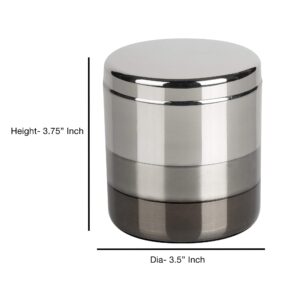 nu steel Triune Q-tip Jar Holder in 3-Tone Shiny Gray Stainless Steel for Bathrooms & Vanity Spaces