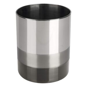 nu steel triune wastebasket & trash bin in 3-tone shiny gray stainless steel for bathrooms & vanity spaces