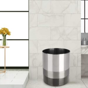 nu steel Triune Wastebasket & Trash Bin in 3-Tone Shiny Gray Stainless Steel for Bathrooms & Vanity Spaces