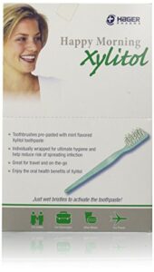 hager pharma happy morning toothbrush with xylitol, 50 count