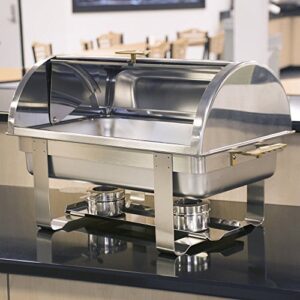 roll top deluxe full size rectangle 8 qt. stainless steel chafing dishes