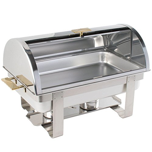 Roll Top Deluxe Full Size Rectangle 8 Qt. Stainless Steel Chafing Dishes