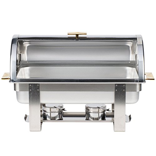 Roll Top Deluxe Full Size Rectangle 8 Qt. Stainless Steel Chafing Dishes