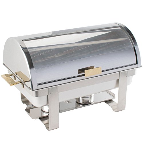 Roll Top Deluxe Full Size Rectangle 8 Qt. Stainless Steel Chafing Dishes