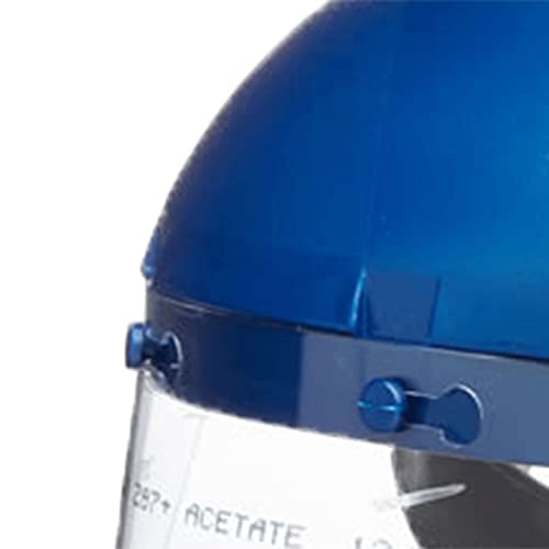 Sellstrom Single Crown Safety Face Shield with Ratchet Headgear, Clear Tint, Uncoated, Blue, 8" x 12" x .040, S39110