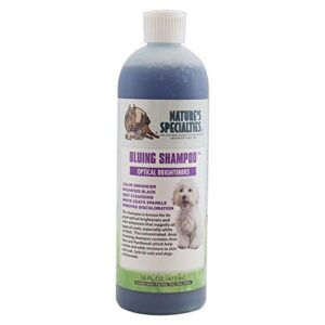 nature's specialties bluing ultra concentrated dog shampoo for pets, makes up to 2 gallons, natural choice for professional groomers, optical brightener, made in usa, 16 oz