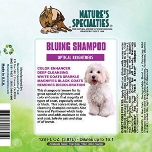 Nature's Specialties Bluing Ultra Concentrated Dog Shampoo for Pets, Makes up to 2 Gallons, Natural Choice for Professional Groomers, Optical Brightener, Made in USA, 16 oz