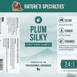 Nature's Specialties Plum Silky Ultra Concentrated Dog Shampoo Conditioner, Makes up to 3 Gallons, Natural Choice for Professional Pet Groomers, Silk Proteins, Made in USA, 16oz