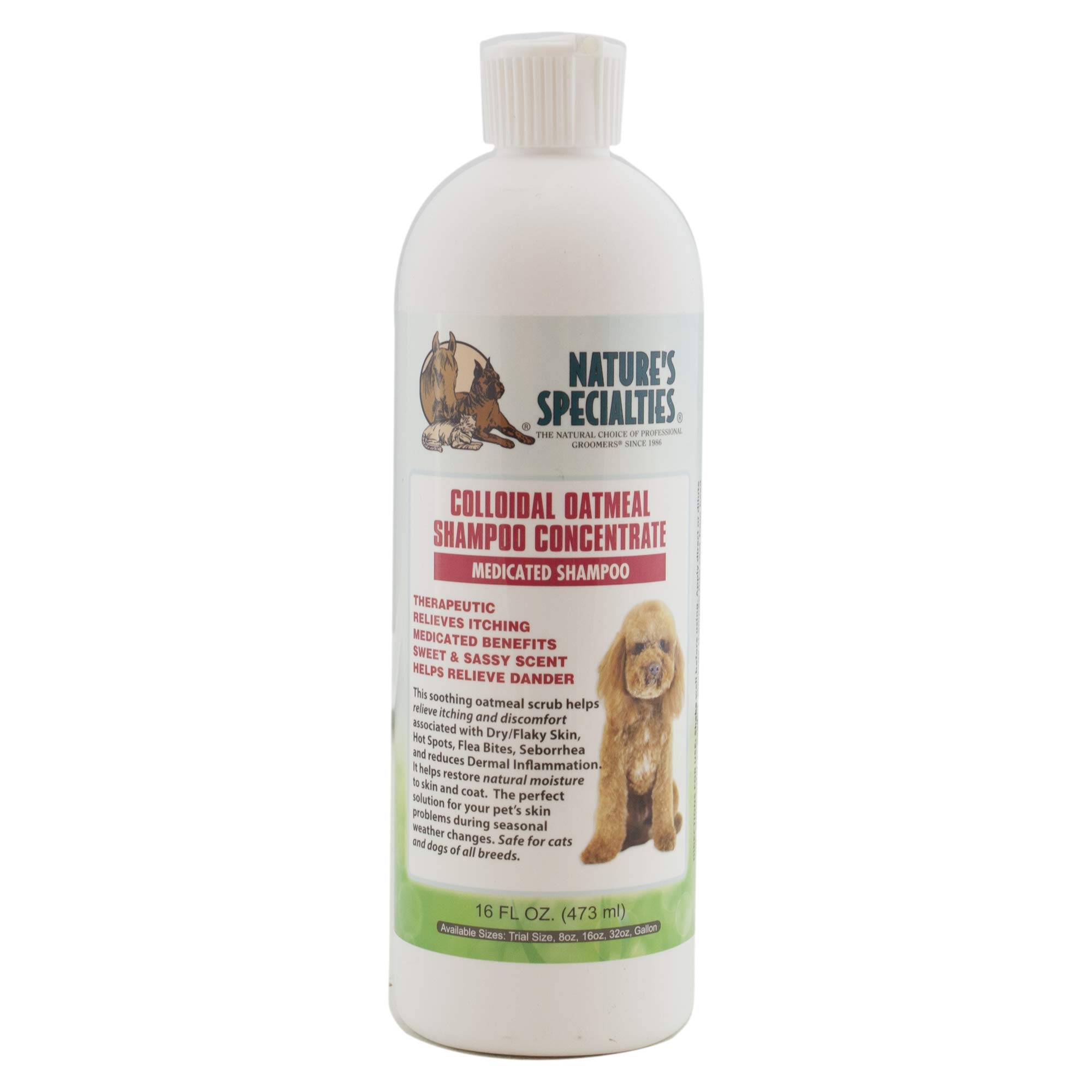 Nature's Specialties Colloidal Oatmeal Ultra Concentrated Dog Shampoo Concentrate for Pets, Makes up to 1.5 Gallons, Natural Choice for Professional Groomers, Relieves Itching, Made in USA, 16 oz