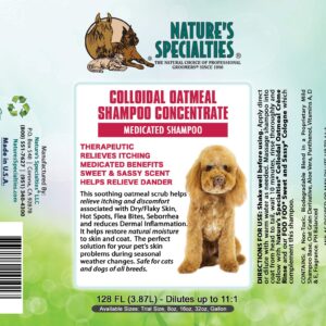 Nature's Specialties Colloidal Oatmeal Ultra Concentrated Dog Shampoo Concentrate for Pets, Makes up to 1.5 Gallons, Natural Choice for Professional Groomers, Relieves Itching, Made in USA, 16 oz