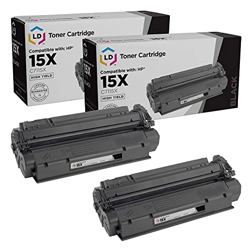 LD Products Compatible Replacement for HP 15X / C7115X HY Black Toner Cartridges 2-Pack