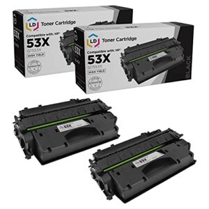 ld products compatible toner cartridge replacement for hp 53x q7553x high yield (black, 2-pack) for use in hp printer laserjet p2015, p2015d, p2015dn, p2015x, m2727 mfp, m2727nf mfp, & m2727nfs mfp
