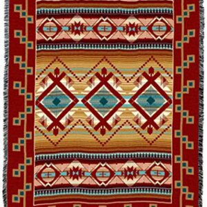 Pure Country Weavers Las Cruces Teal Blanket - Southwest Native American Inspired - Gift Tapestry Throw Woven from Cotton - Made in The USA (72x54)