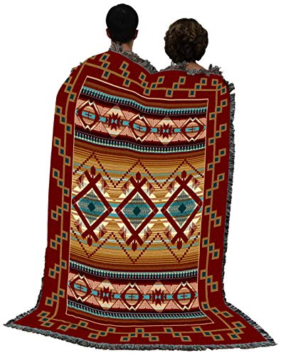 Pure Country Weavers Las Cruces Teal Blanket - Southwest Native American Inspired - Gift Tapestry Throw Woven from Cotton - Made in The USA (72x54)