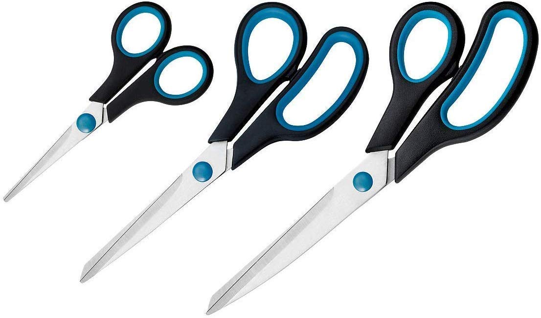 Westcott Easy Grip Soft Grip Scissor - Black/Blue (Set of 3)