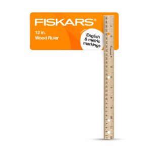 fiskars wood ruler - 12" straight edge ruler for kids - back to school supplies for students