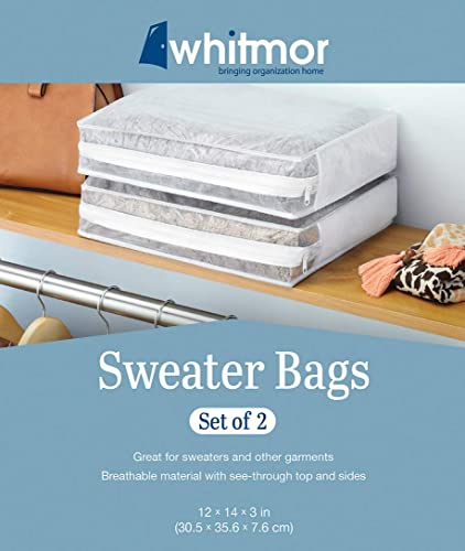 Whitmor Set of 2 Sweater Bag, White, 2 Count