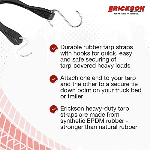 Erickson 06601 10" Long Industrial EPDM Rubber Tarp Strap, (Pack of 4)