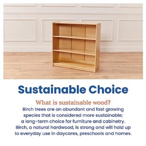 ECR4Kids Classic Bookcase, 36in, Adjustable Bookshelf, Natural