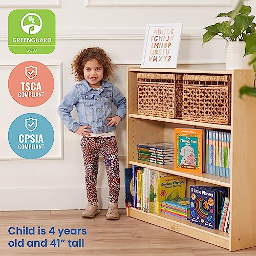 ECR4Kids Classic Bookcase, 36in, Adjustable Bookshelf, Natural