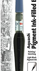 Pentel Arts Aquash Pigment Ink Brush, Light Black Ink, Pack of 1 (FRHMNBPA), medium