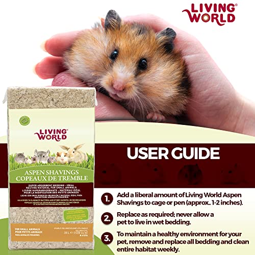 Living World - Aspen Wood Shavings, 1220 Cubic Inches - Bedding & Nesting Material for Small Animals