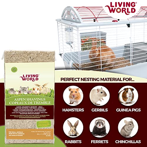 Living World - Aspen Wood Shavings, 1220 Cubic Inches - Bedding & Nesting Material for Small Animals