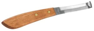weaver leather double edge hoof knife with wooden handle, brown, 8 1/8