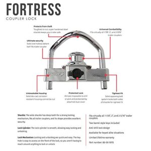 Fastway Fortress 86-00-5015 Maximum Security Universal Coupler Lock for 1 7/8 Inch, 2 Inch and 2 5/16 Inch Couplers