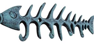 moby dick nautical coastal fish bones cast iron wall hook peg decor teal black