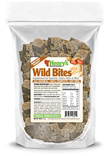 Henry’s Wild Bites – Nutritionally Complete Food for Squirrels, Flying Squirrels, and Chipmunks, 18 Ounces