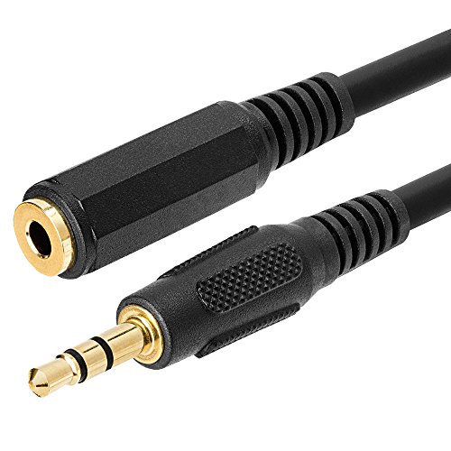 Cmple - Headphone Extension Cable, 3.5mm Jack Extension Male to Female Stereo Audio Adapter Cord, 1/8 TRS Aux Extender Cable - 6 Inches, Black