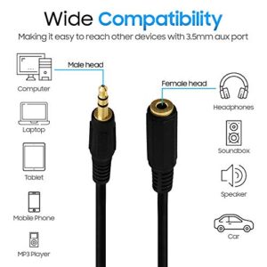 Cmple - Headphone Extension Cable, 3.5mm Jack Extension Male to Female Stereo Audio Adapter Cord, 1/8 TRS Aux Extender Cable - 6 Inches, Black