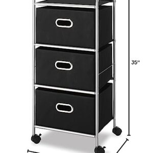 Whitmor 3 Drawer Rolling Cart - Home and Office Storage Organizer