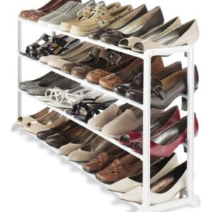 Whitmor 4 Tier 20 Pair Floor Shoe Rack - White