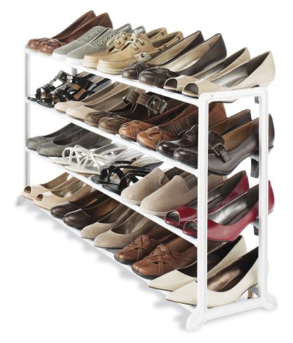 Whitmor 4 Tier 20 Pair Floor Shoe Rack - White