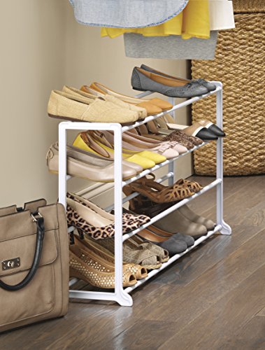 Whitmor 4 Tier 20 Pair Floor Shoe Rack - White