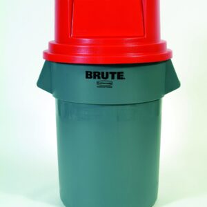 Rubbermaid Commercial Products FG265788RED Brute HDPE Round Dome Top, Red Waste Lid for BRUTE Trash Cans 55 Gal