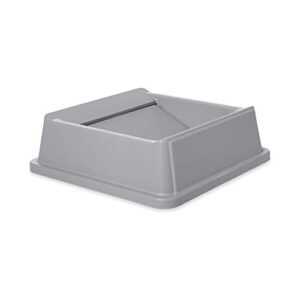 rubbermaid commercial products untouchable container trash can/wastebasket lid, gray, square swing top, compatible with 35/50 gallon untouchable square containers