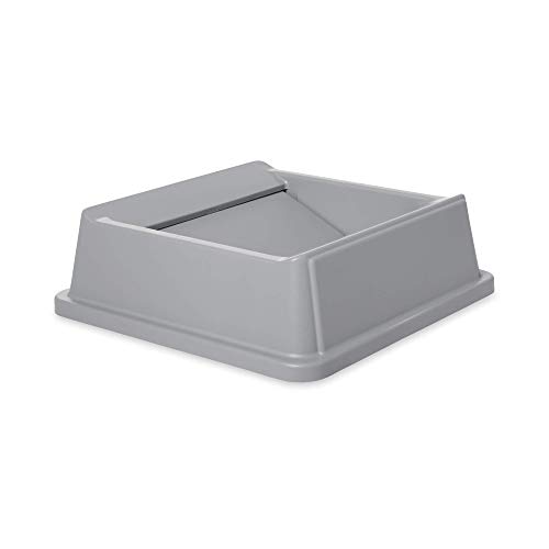 Rubbermaid Commercial Products Untouchable Container Trash Can/Wastebasket Lid, Gray, Square Swing Top, Compatible with 35/50 Gallon Untouchable Square Containers