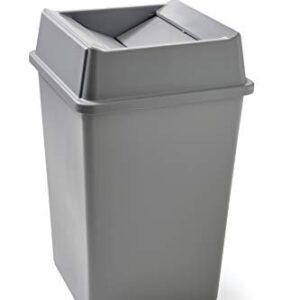 Rubbermaid Commercial Products Untouchable Container Trash Can/Wastebasket Lid, Gray, Square Swing Top, Compatible with 35/50 Gallon Untouchable Square Containers