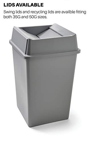 Rubbermaid Commercial Products Untouchable Container Trash Can/Wastebasket Lid, Gray, Square Swing Top, Compatible with 35/50 Gallon Untouchable Square Containers