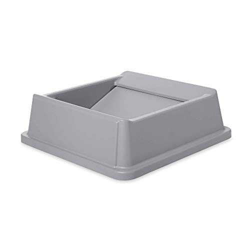 Rubbermaid Commercial Products Untouchable Container Trash Can/Wastebasket Lid, Gray, Square Swing Top, Compatible with 35/50 Gallon Untouchable Square Containers