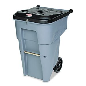 rubbermaid commercial products brute confidential document rollout waste/utility container, 65-gallon, gray (fg9w1088gray)