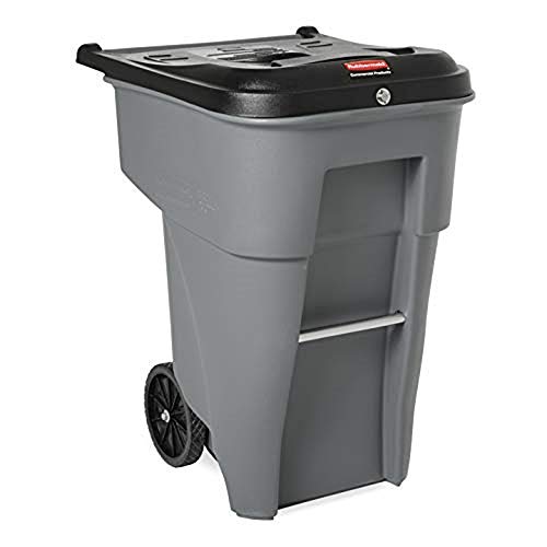 Rubbermaid Commercial Products BRUTE Confidential Document Rollout Waste/Utility Container, 65-gallon, Gray (FG9W1088GRAY)