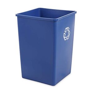 rubbermaid commercial products 35-gallon untouchable square trash/garbage can for offices/stores/restaurants, blue recycling (fg395873blue)