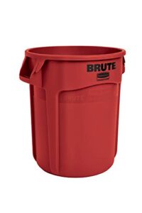 rubbermaid commercial products brute heavy-duty round trash/garbage can, 10-gallon, red, waste container home/garage/office/stadium/bathroom