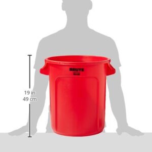 Rubbermaid Commercial Products BRUTE Heavy-Duty Round Trash/Garbage Can, 10-Gallon, Red, Waste Container Home/Garage/Office/Stadium/Bathroom