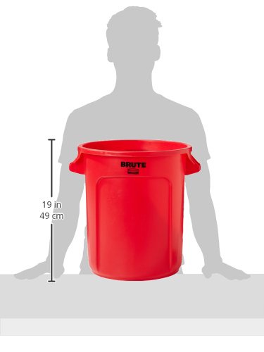 Rubbermaid Commercial Products BRUTE Heavy-Duty Round Trash/Garbage Can, 10-Gallon, Red, Waste Container Home/Garage/Office/Stadium/Bathroom